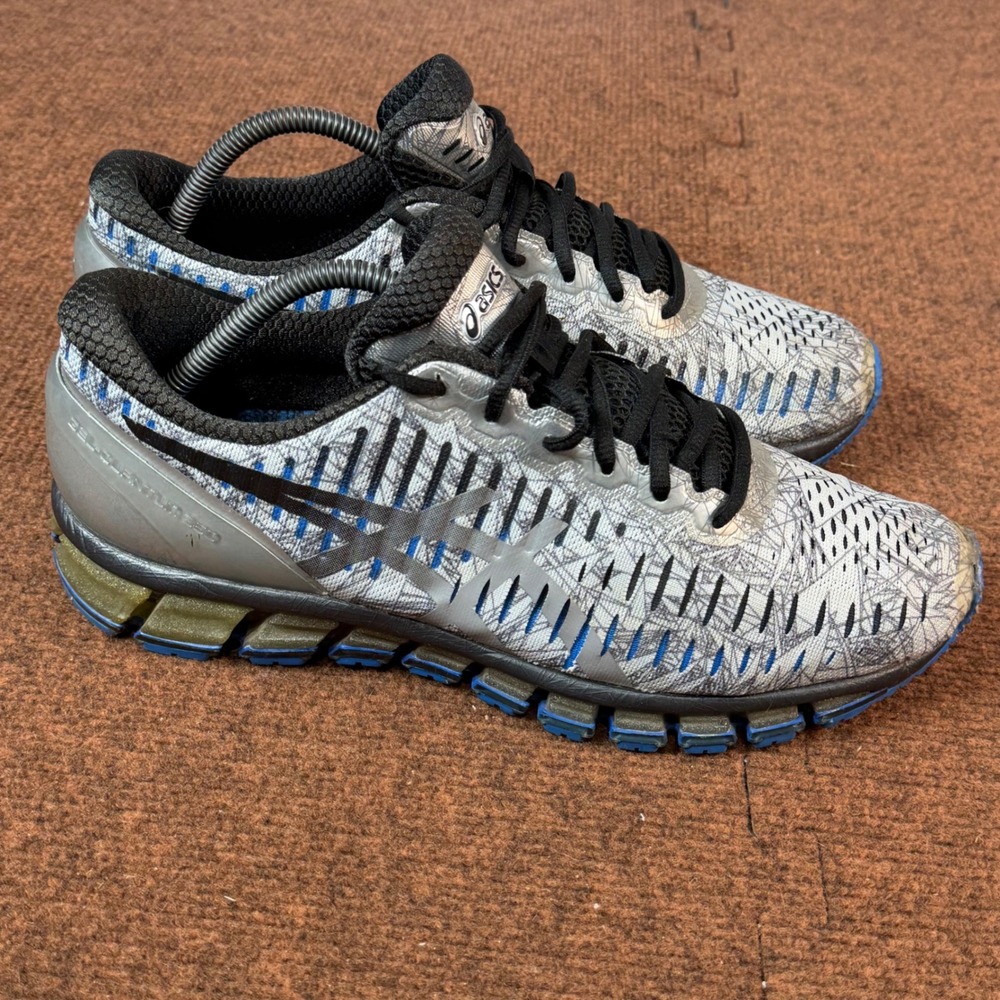 A- Asics GEL-Quantum 360 Mens Running Shoes Silver Black Blue T5J1N Size 10.5